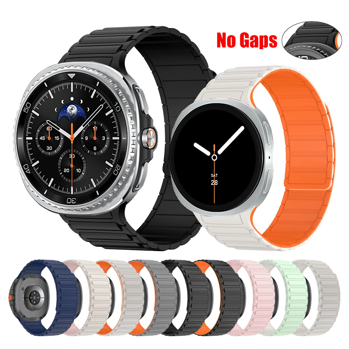 Magnetisches Silikonarmband für Samsung GalaxyWatch 8 Classic 46 mm, kein Lückenband für Galaxy Watch 8 40 mm 44 mm, Ersatzarmband Correa Image