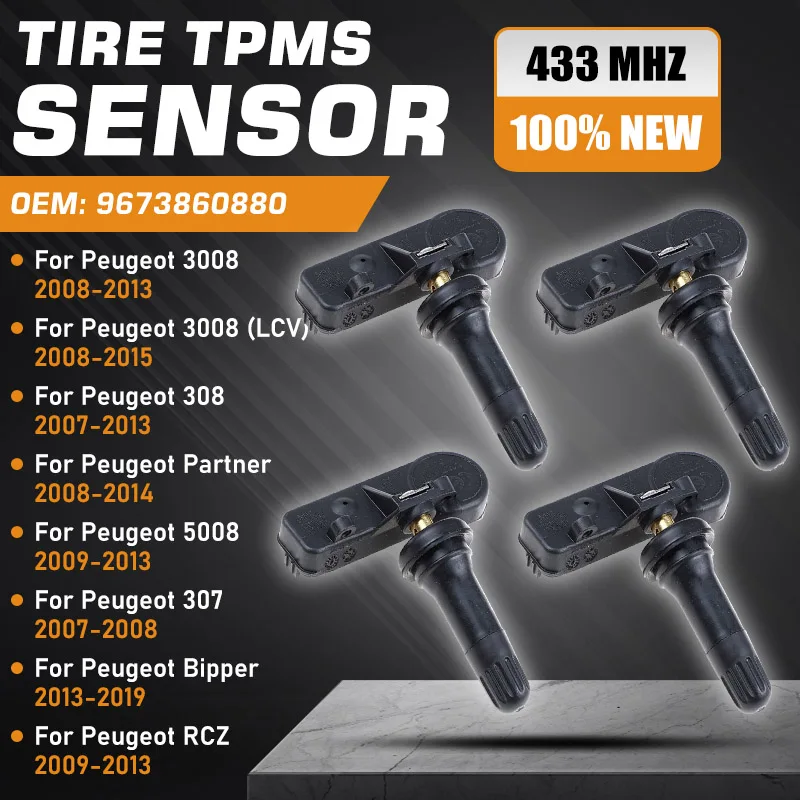 Capteur de pression des pneus de voiture, pour Peugeot 3008 Peugeot 308 2007-2013 Peugeot Partner 2008-2014 Peugeot 5008 2009-2013 capteur TPMS