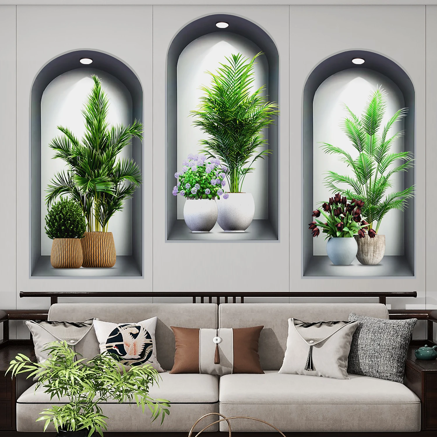3-teiliges Set Simulierte Bogen- und Nischen-Wandsticker für Treppenhaus und Eingangsbereich, Abziehbare und Aufklebbare Kunst-Wanddekoration