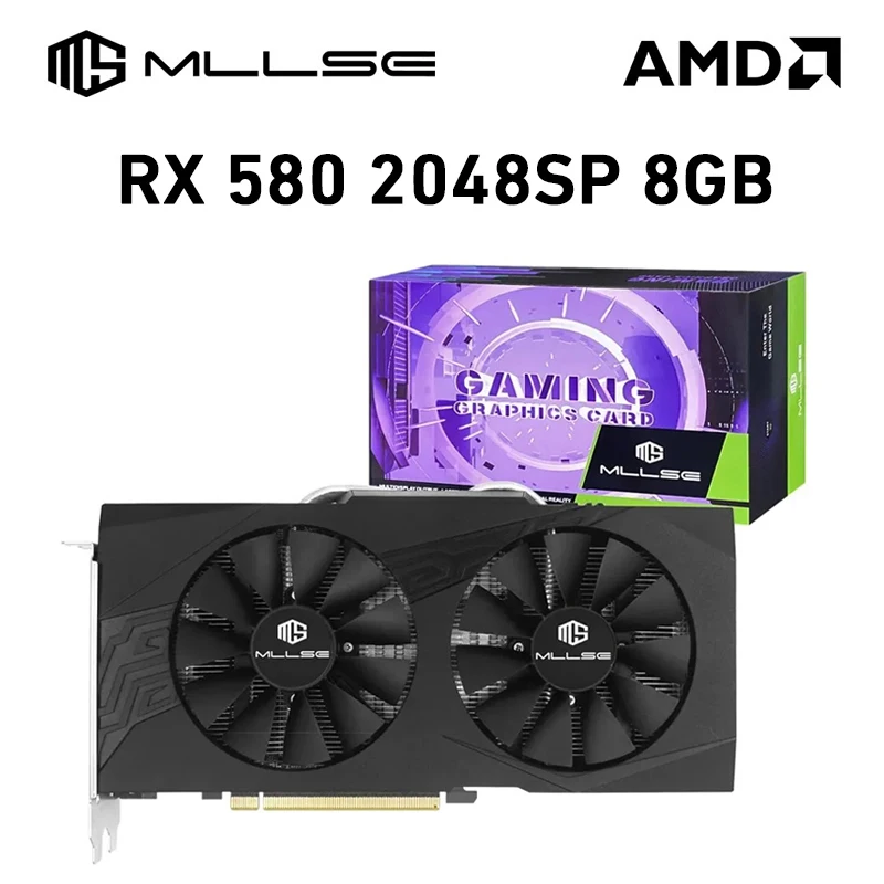 MLLSE Placa De Vidéo AMD Radeon RX 580 8GB 2048SP GDDR5 256 bits PCI Express 3.0 × 16 ordinateurs De bureau carte graphique ordinateur de jeu GPU