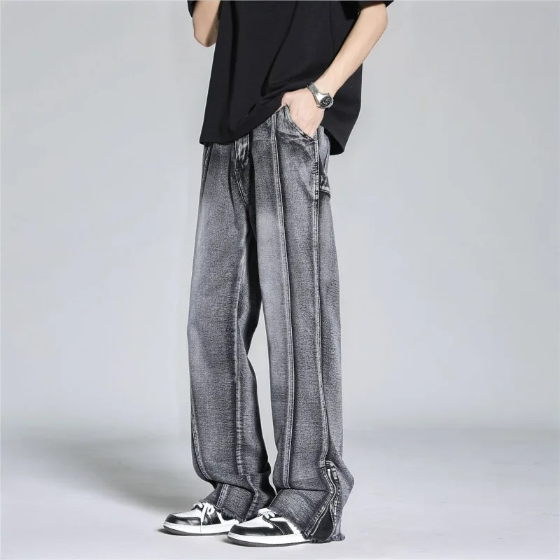 Vintage High Street Style Loose Fit Herren Jeans Bell-Bottom Arbeitskleidung Hosen Herbst Mode Trendige Marke American Style Denim Hose Image