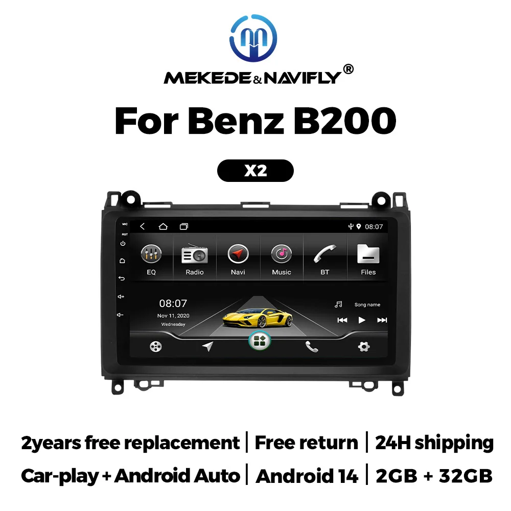 NaviFly 9'' 2+32G Android 14 Auto Radio Player Für Mercedes Benz W169 W245 W639 W906 Sprinter B160 B170 B200 Vito Viano A/B Klasse Image