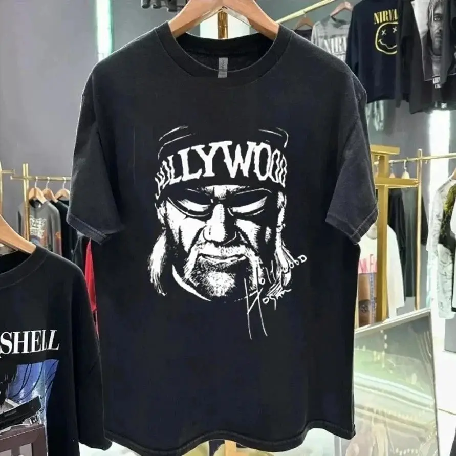 Neue Vintage Mode Männer und Frauen Streetwear American Hogan Hulk Hogan Schwarz T-Shirt Druck Baumwolle T-Shirt Unisex