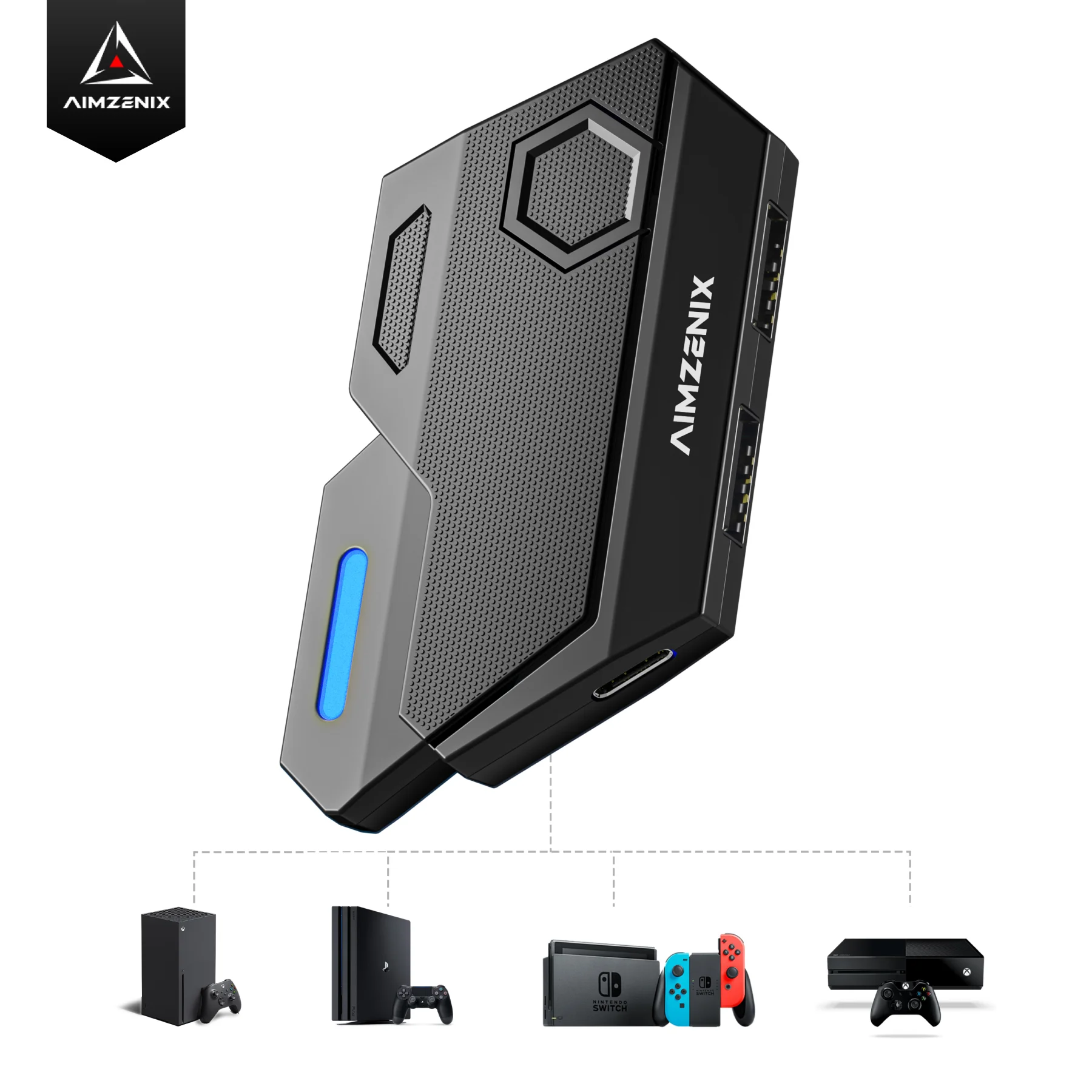 Aimzenix Gaming K&M Konverter/Adapter für PS4, PS3, Xbox One, XSX, XSS, N-Switch, Plug and Play, für FPS/TPS/STG/RTS-Spiele