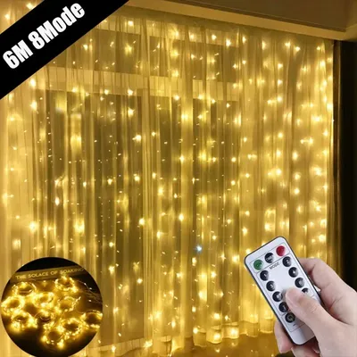 USB Curtain Light Fairy String Lights 8mods String Light USB Plug Christmas Light with Remote for Indoor Bedroom Weddings Party
