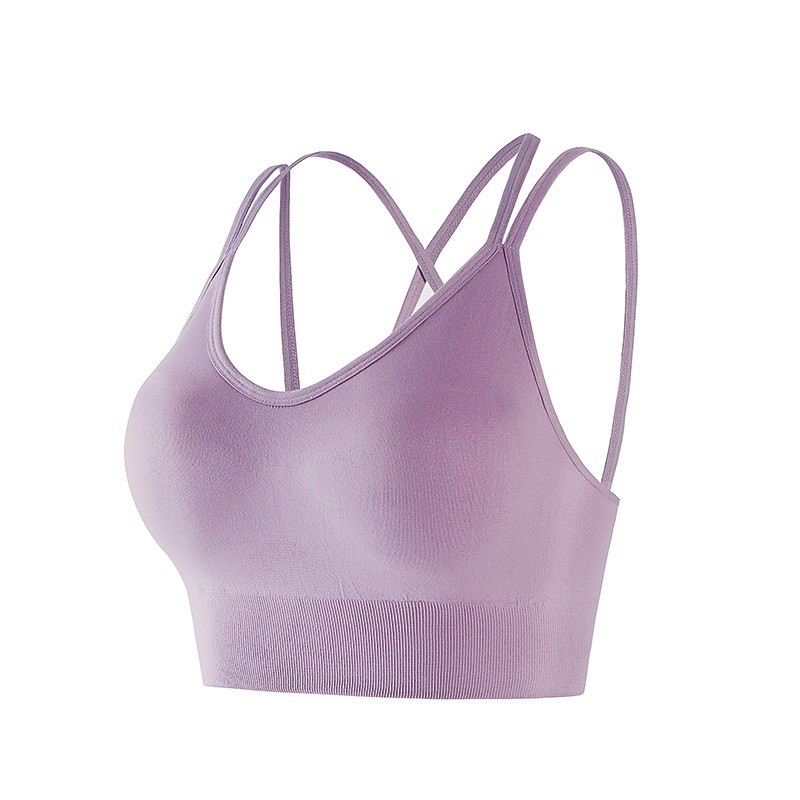 Women's Sports Bra Yoga Top Workout Tops Crew Neckline Ultra Stretch Criss-Cross Back Sleeveless Sports Solid Color Sports Bra Bra Top For Gym Workout Running Fitness Tight Fit Activewear