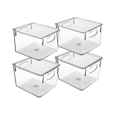 Sorbus 4Pc Clear Fridge Bin With Handles And Lids