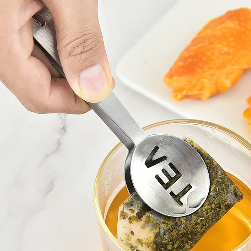 Stainless Steel Tea Bag Squeezer Tea Bag Holder Strainer Clip Tea Bag Spoon Tea Bag Tongs for Loose Tea Gripping Ice Cubes and Loosing Leaf