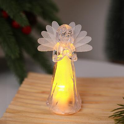 1 Pc 11.5 4.3CM Christmas and Halloween LED strip light, electronic acrylic imitation crystal angel ornament light, indoor and outdoor bedroom dining room night light LR41 3 batteries
