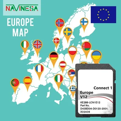 Navigation Europe Map SD Card for Nissan Evalia NV200 2009 2010 2011 2012 2013 2014 Automibile GPS System Update