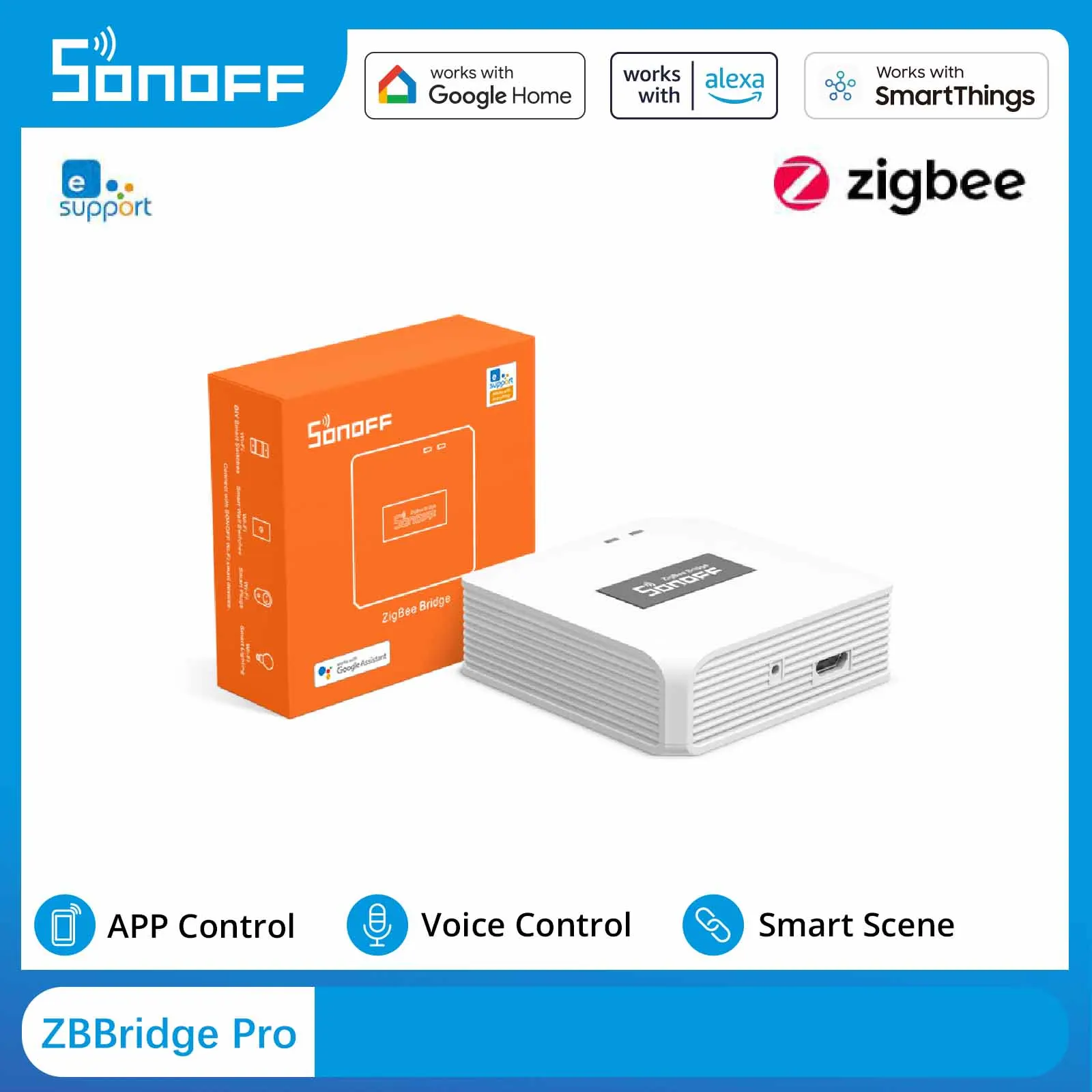 SONOFF ZBBridge-P ZigBee Gateway Connect ZigBee and Wi-Fi devices Customize Home Security Mode Smart Scene Via Alexa Google Home