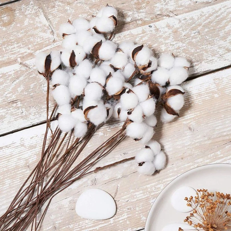Natural Cotton Artificial Plants Flower Branches Wedding Festivals Parties Flower Garlands Vases Home Dining Tables Decorations