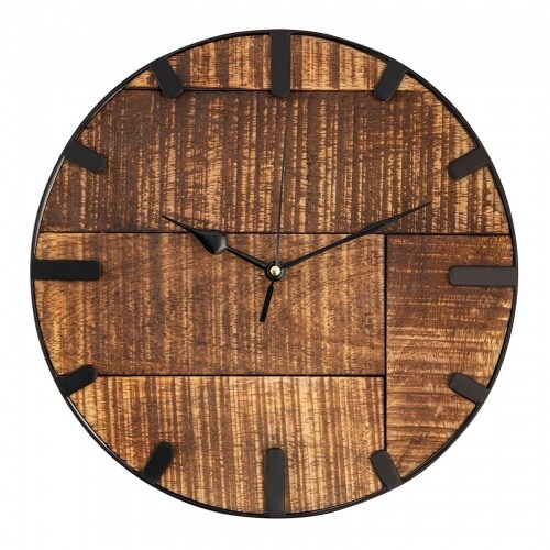 Uhr Holz ø 30 cm Wanduhr 2. Wahl Wohnzimmeruhr modern rund aus Holz Vintage lautlos Mangoholz massiv Image
