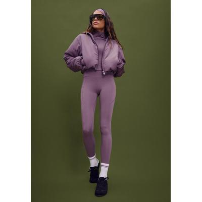 Stradivarius Puffer jacket with puff sleeves Lilac XS