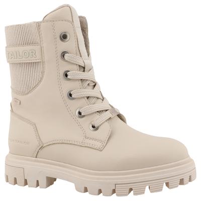Winterboots TOM TAILOR, Kinder, Gr. 32, beige, Lederimitat, Elastischer Einsatz, unifarben, modisch, Schuhe, Schnürstiefelette, Winterstiefelette mit TEX-Membran, bequeme Form Image