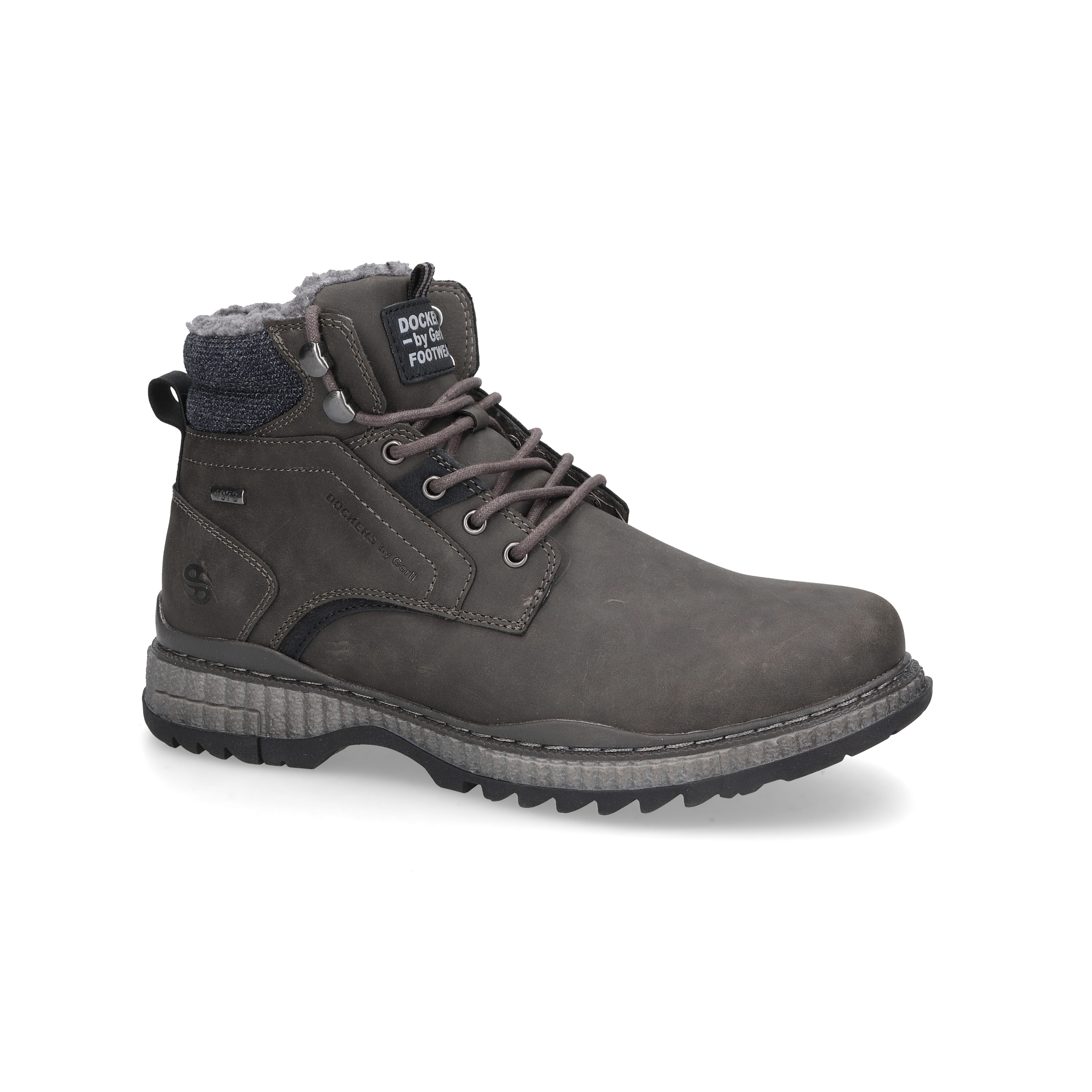 Winterboots DOCKERS BY GERLI, Herren, Gr. 45, grau (dunkelgrau), Lederimitat, Schuhe, Schnürboots mit Warmfutter