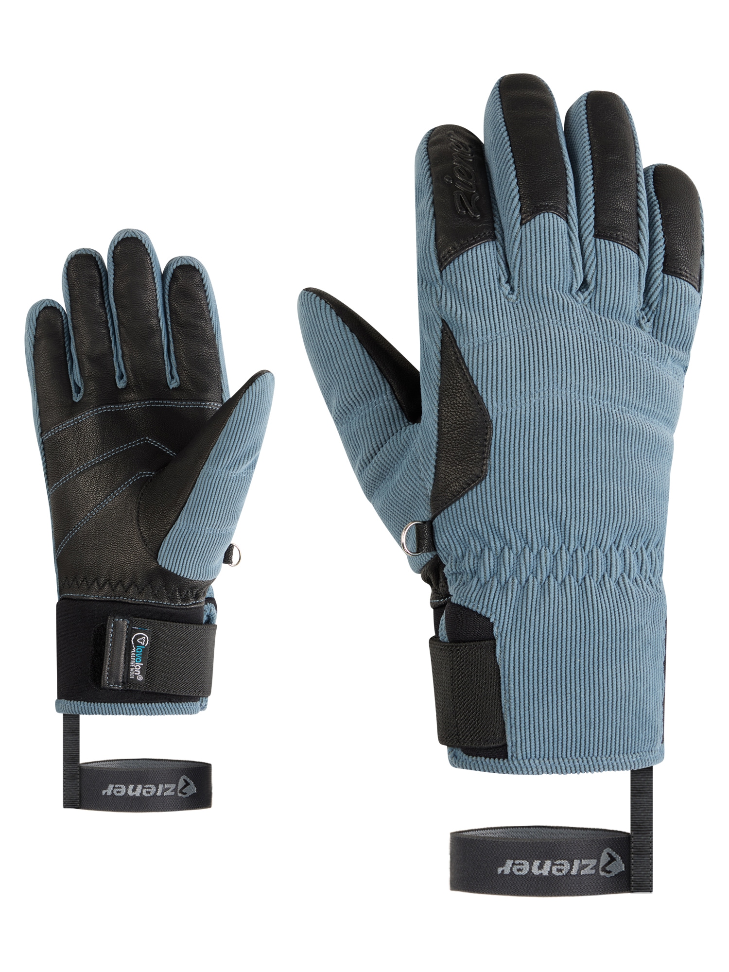 Skihandschuhe ZIENER "KALE-Z AS AW glove lady", Damen, Gr. 7, blau (iron sky cord), Materialmix, Handschuhe Image