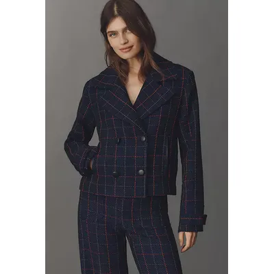 Maeve x Merrick White Plaid Crop Blazer