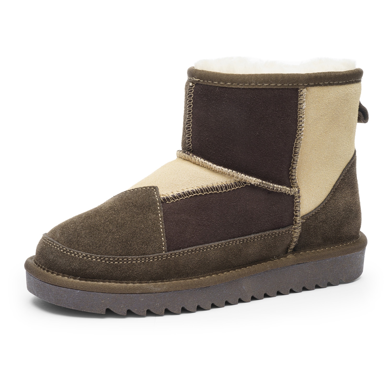 Schlupfboots ARA "Alaska Classic Short", Damen, Gr. 39, sand, cacao, sesam colorblocking classic short, Lammfell, Veloursleder, colorblocking, Schuhe Schlupfboots, Winterboots zum Schlupfen in bequemer Weite G (=weit)