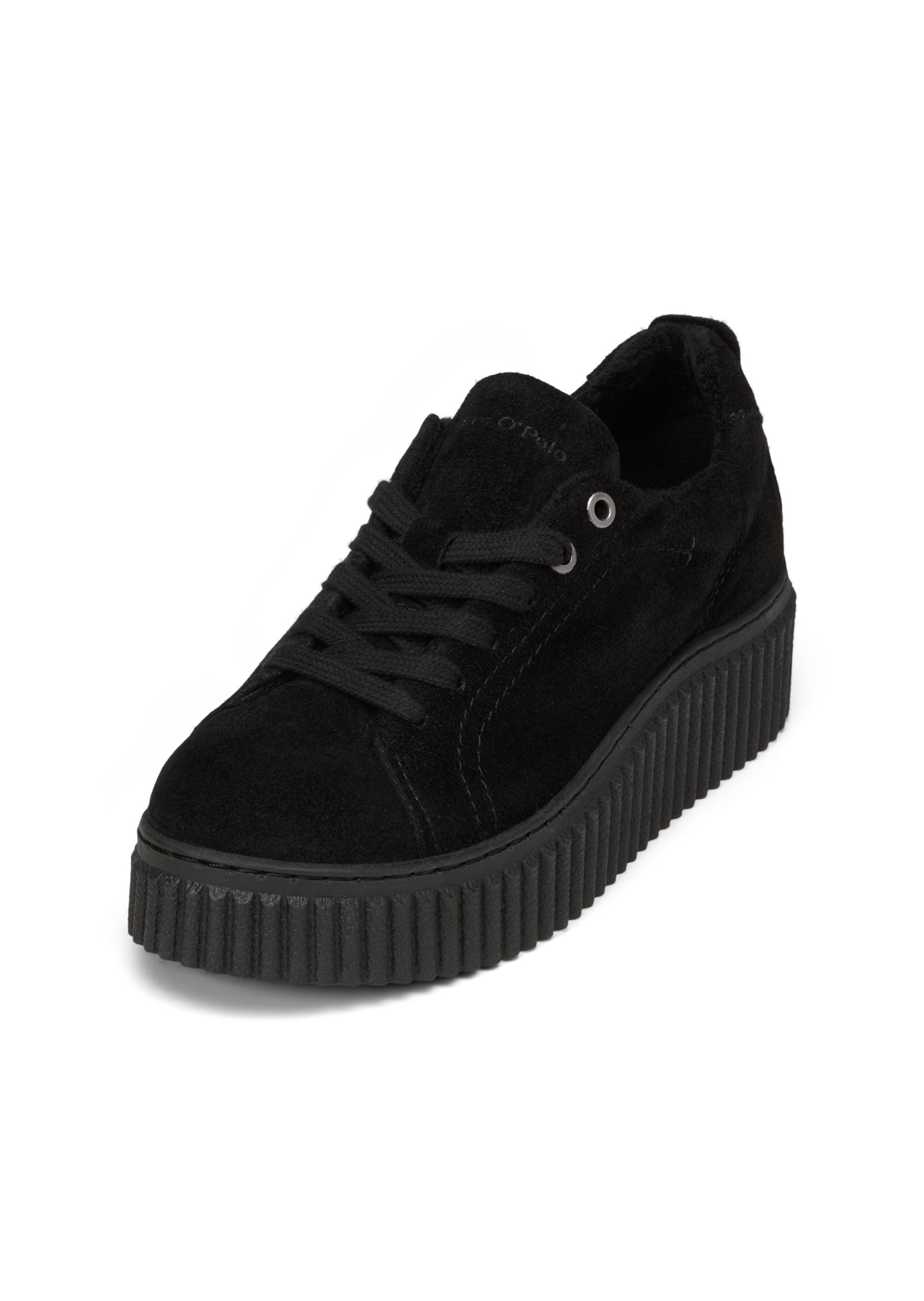 Schlupfboots MARC O'POLO "aus weichem Veloursleder", Damen, Gr. 38, schwarz, Obermaterial: 100% Leder (Rind), unifarben, Schuhe Schlupfboots