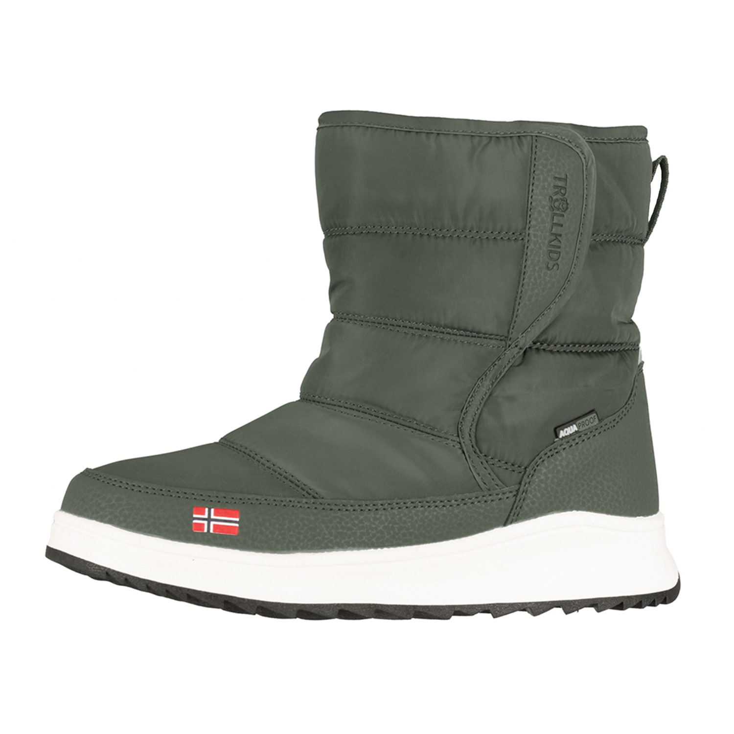 Winterboots TROLLKIDS "KIDS KONGSBERG WINTER BOOTS", Damen, Gr. 29, grün (dusky olive), Synthetik, Textil, Sportlich, Schuhe, wasserdicht, Klettverschluss, reflektierende Details Image