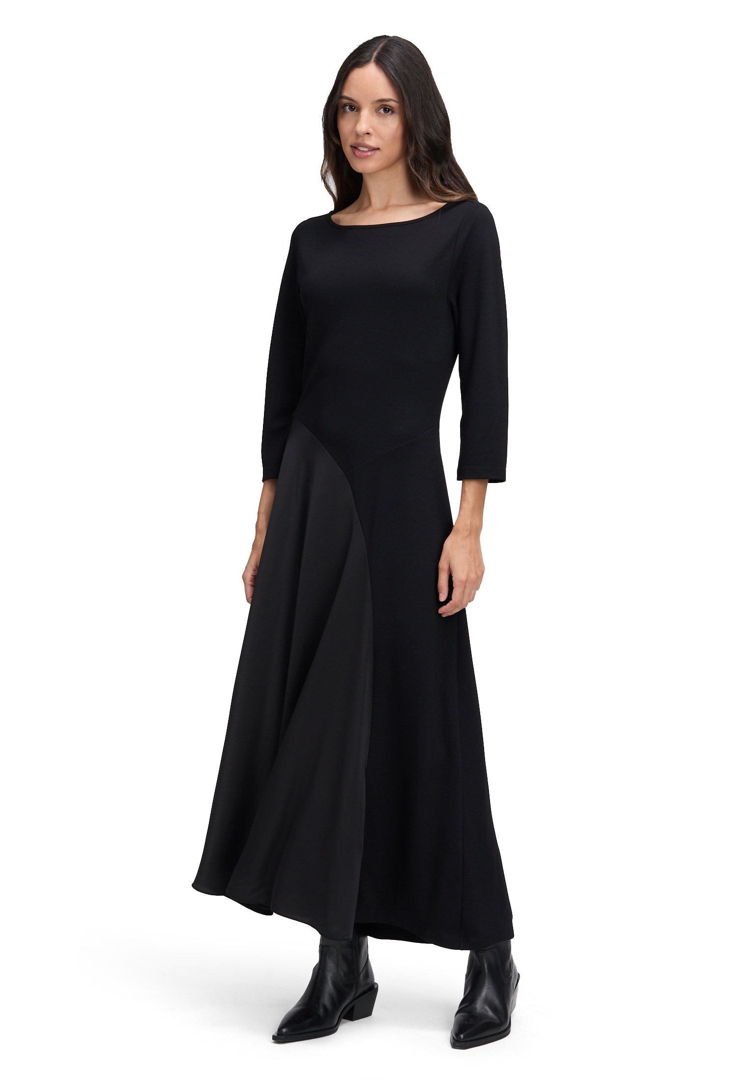 Jerseykleid CARTOON "Damen Jerseykleid mit 3/4 Arm", Damen, Gr. 44, Normalgrößen, schwarz, Obermaterial: 70% Viskose, 25% Polyester, 5% Elasthan., Basic schmal lang, U-Boot-Ausschnitt, Kleider Image