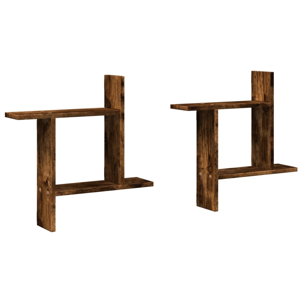 vidaXL Wandregale 2 Stk. Räuchereiche 50x12x50 cm Holzwerkstoff Image