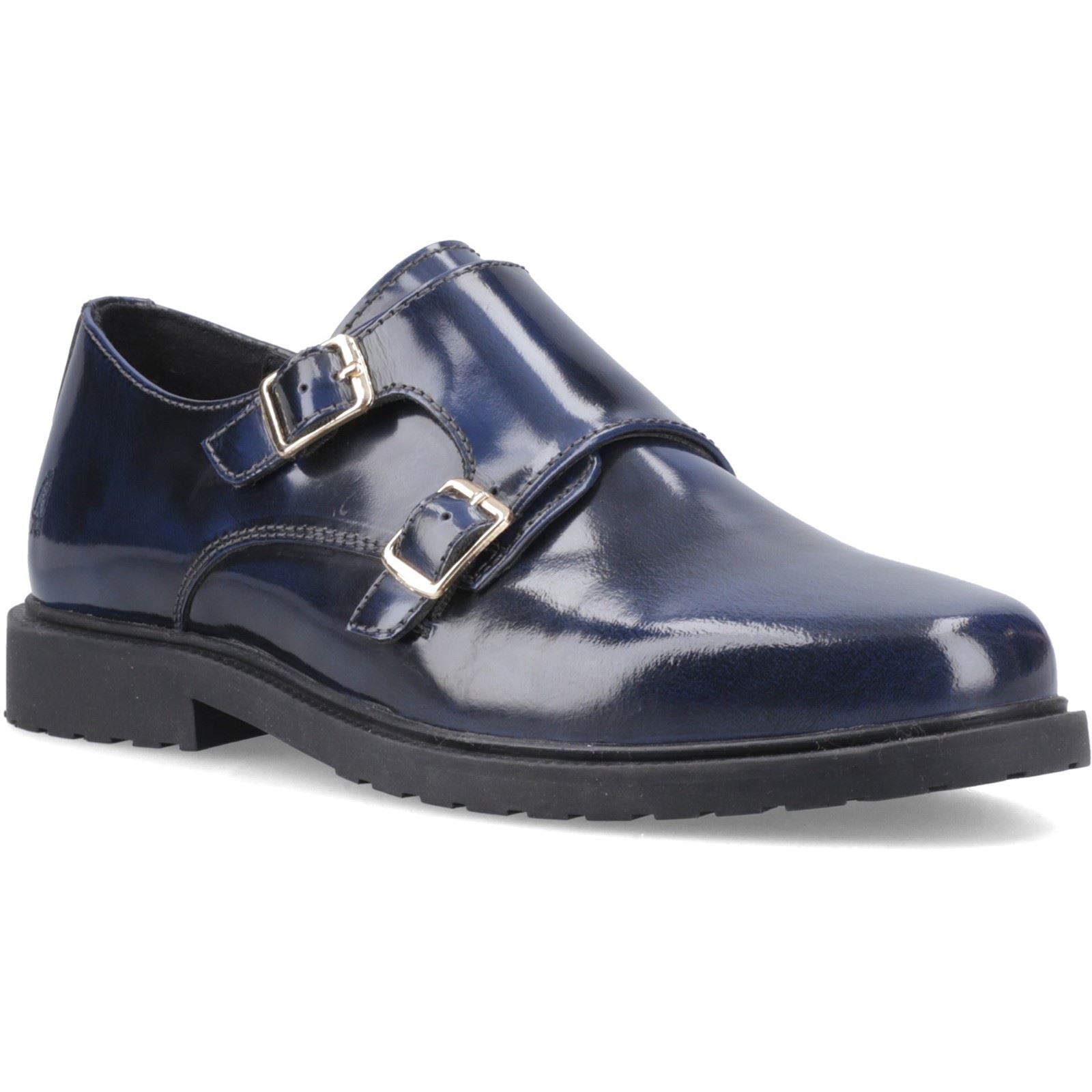 Hush Puppies Verity Hi-Shine Leder Damen Schuhe in Marineblau