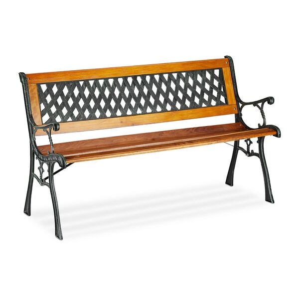 relaxdays Gartenbank im Flechtdesign, 121.5 cm