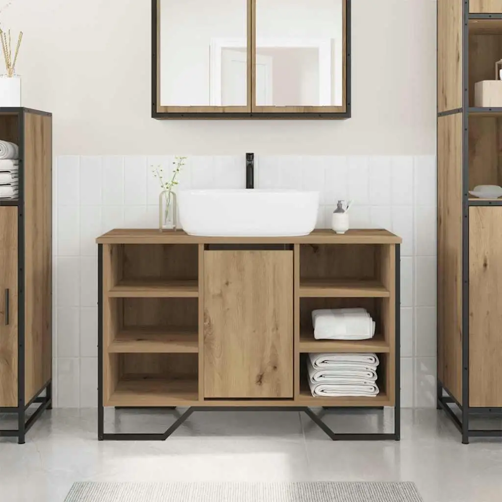 Meuble de salle de bain élégant en bois, finition chêne, 91x35x60cm, gain de place, organisateur de rangement, meubles de maison au Design moderne