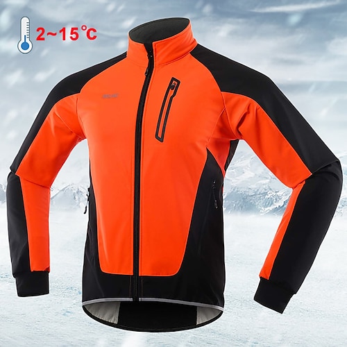 Arsuxeo Herren Fahrradjacke Radjacke Windschutz Fleecejacke warm halten Windundurchlässig Fleece-Futter Atmungsaktiv Fahhrad Jacke MTB Mountain Rennrad Radfahren in der Stadt Grün Schwarz Blau Image