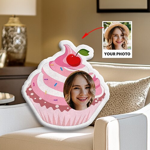 personalisiertes individuelles Gesicht Donut Kissen Eispuppe kreatives Foto Kuchen Kissen lustige Geburtstagsgeschenke einzigartiges Fotokissen individuelle Weihnachtsgeschenke Image