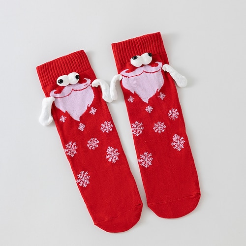 magnetische Paarsocken mit süßem Händchen-Design, lustige passende Socken für Verliebte, wadenlange Weihnachtssocken mit Magnet, Tiktok-Trendgeschenk für Paare Image