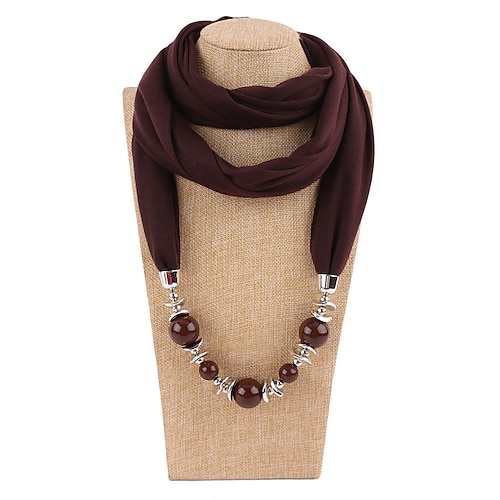 Mehrfarbige warme Schalkette für Damen – leichter Infinity-Schal mit Perlenanhänger, elegantes und modisches Accessoire für Partys und Freizeitkleidung Image