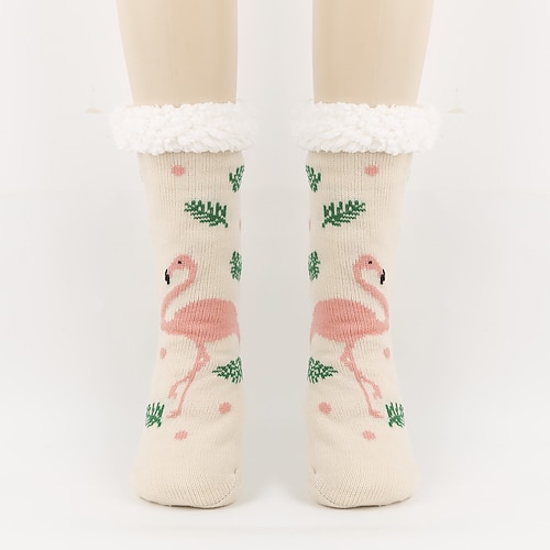 Fusselfreie Damensocken, dicke Winter-Bodensocken aus einfarbigem Korallenvlies, warme Heimsocken mit rutschfester Silikonsohle Image