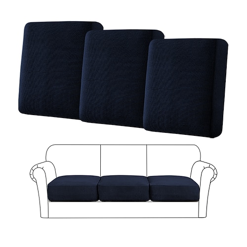 3 Stück/1 Set Stretch Sofa Sitzkissenbezug Schonbezug elastisch Couch Sessel 3 Sitzer grau einfarbig einfarbig weich langlebig waschbar Image
