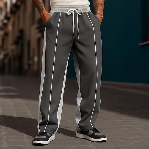 Herren Jogginghose Jogginghose mit weitem Bein Sporthose Hose Jogginghose mit offenem Saum Kordelzug Elastischer Bund Einfach Feuchtigkeitsableitend Atmungsaktiv Volle Länge Outdoor Sport im Freien Image
