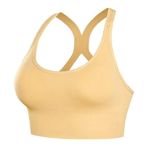 Damen BH-Oberteil Sport-BH Unterwäsche Racerback Verbrannte Kalorien Sport Überkreuzter Rücken Einfarbig Sport Sportkleidung Schwarz Gelb Laufen Fitness Yoga