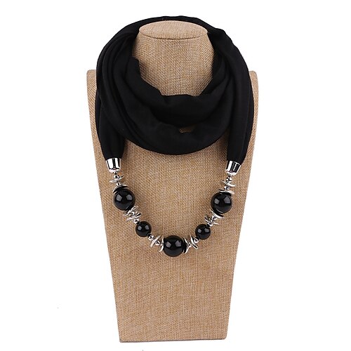Mehrfarbige warme Schalkette für Damen – leichter Infinity-Schal mit Perlenanhänger, elegantes und modisches Accessoire für Partys und Freizeitkleidung Image