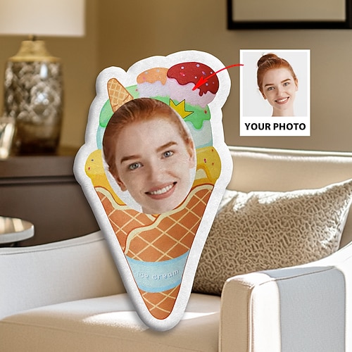 personalisiertes individuelles Gesicht Donut Kissen Eispuppe kreatives Foto Kuchen Kissen lustige Geburtstagsgeschenke einzigartiges Fotokissen individuelle Weihnachtsgeschenke Image