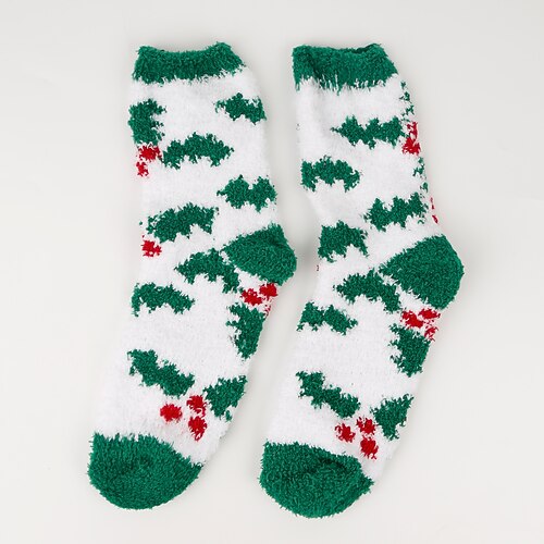 Weihnachtssocken für Damen, dicke Bodensocken aus Korallenfleece, fusselfreie Plüschsocken mit Rentier Weihnachtsmann-Design, kuschelig warme Weihnachtssocken Image