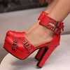 Rote Plateau-High-Heels-Damensandalen, Sommerschuhe, 2025, Riemen, Schwarz, Weiß, Pumps, Hochzeit, Tanz, Party, Schuhe, große Größe 50