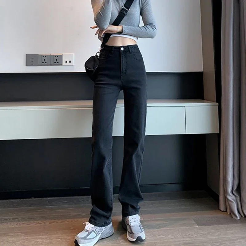 2025 dame Slim Fit Hohe Taille Jeans Weibliche Klassische Schmale Gerade Bein Hosen Frauen Koreanische Mode Casual Denim Hosen Image
