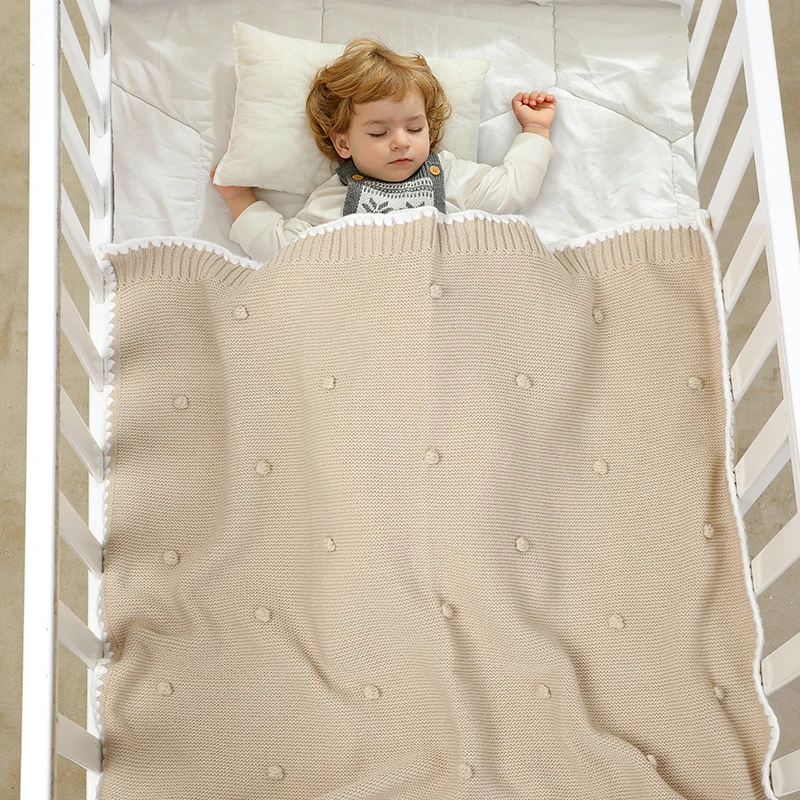 Infant Baby Decke 90*70 cm Kinderwagen Windeln Super Weiche Plaids Schlafsack Fashion Solid Dot Neugeborenen Jungen Mädchen Bettwäsche quilt Stricken Image