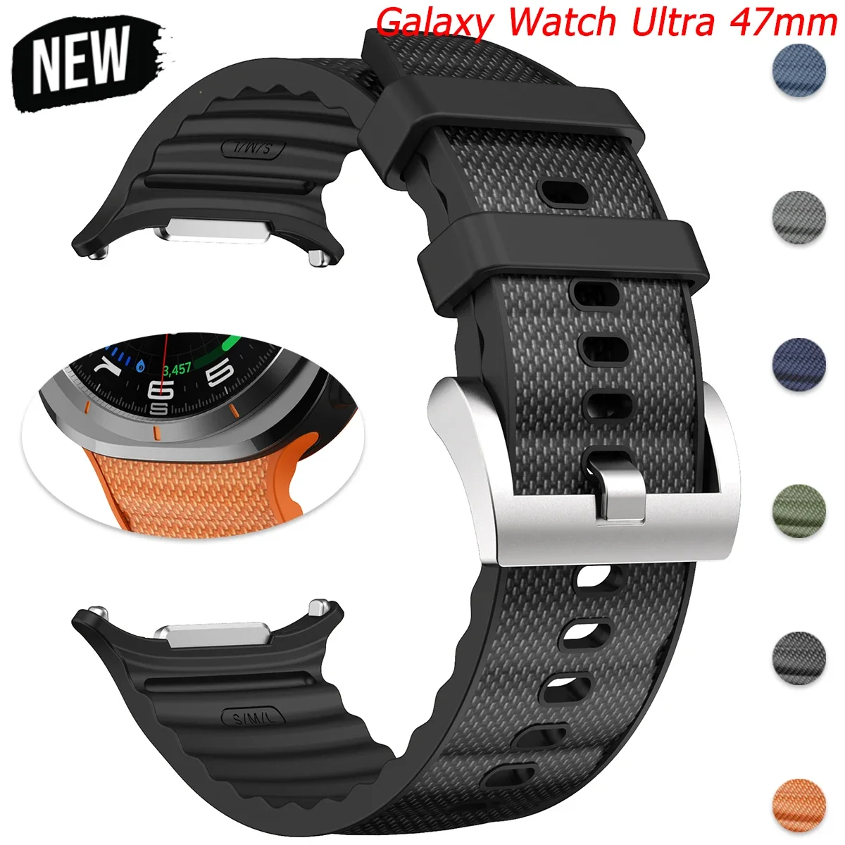 Silikonarmband für Samsung Galaxy Watch Ultra 2025, 47 mm Band, Armband für Galaxy Watch 7 Ultra Quick Fit Sportarmband Image