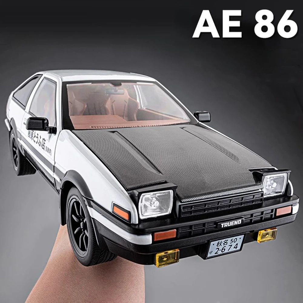 Große 1:18 Initial D AE86 Land Cruiser LC300 Legierung Spielzeug Modellauto Druckguss Türen geöffnet Sound Licht zurückziehen Fahrzeuge Junge Geschenke