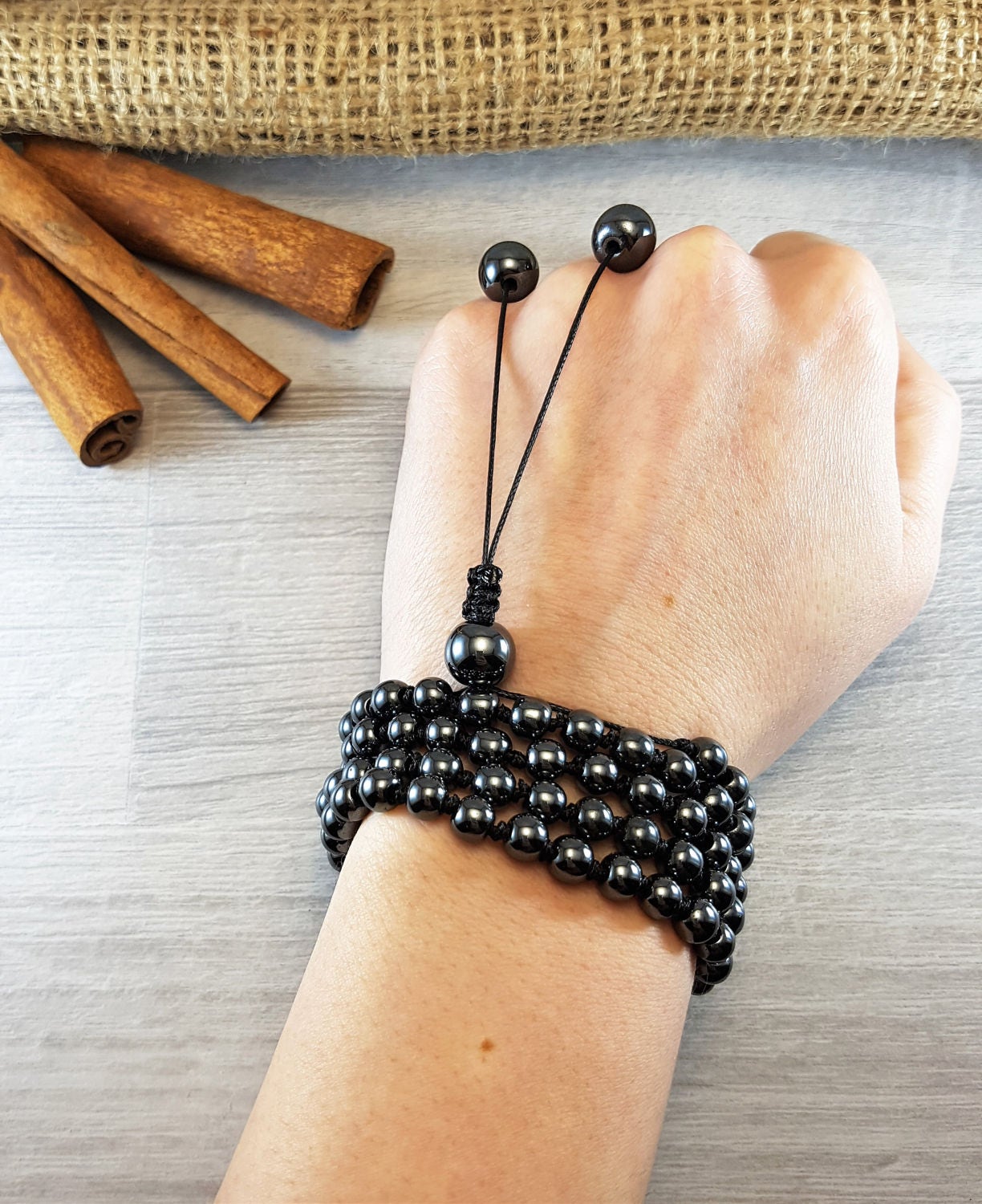 Ematite grigio scuro, Ematite Mala, 108 Mala, 108 Bracciale Mala, Mens Mala Bracciale, 108 Perline Mala, 108 Perline di Preghiera, Collana Boho, Annod