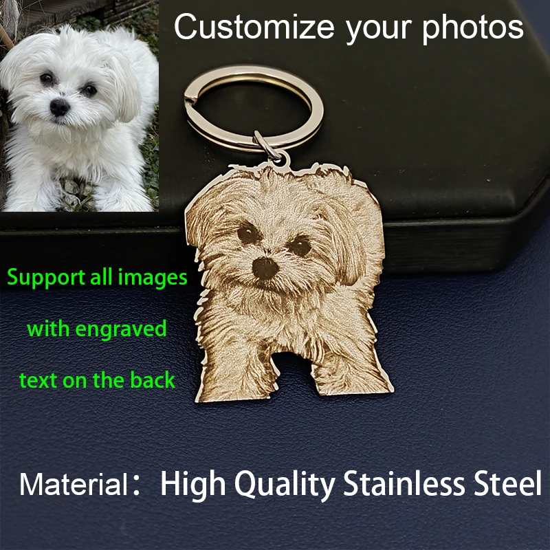 Portachiavi con foto per animali domestici personalizzato Portachiavi con foto personalizzata Portachiavi con targhetta per cani con gioielli in acciaio inossidabile per il miglior regalo