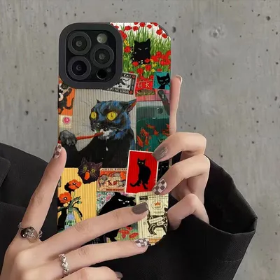 Abstrakte Kunst Katze Handy hülle für iPhone 11 Pro Max iPhone 16 Pro Max iPhone 13 Pro Max iPhone 14 Pro Max iPhone 15 Pro Max Hülle