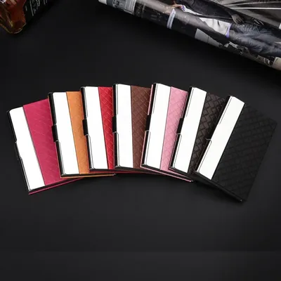 Men's Business Card Box for Outing, Credit Card Metal Portable PU Business Card Holder